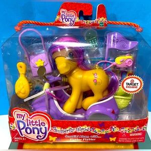 MY LITTLE PONY G3 NWT 2004 BUTTERFLY ISLAND SCOOTIN ALONG with  FLITTER FLUTTER